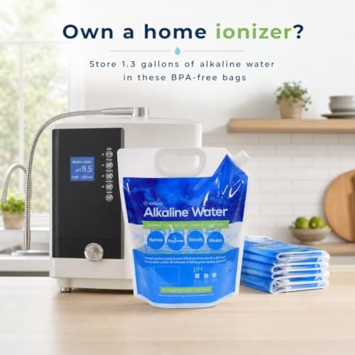 Foldable Alkaline Water Storage Bags, 5L/1.3 Gal, 10-Pack, BPA Free