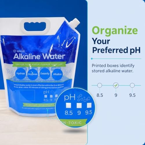 Foldable Alkaline Water Storage Bags, 5L/1.3 Gal, 10-Pack, BPA Free