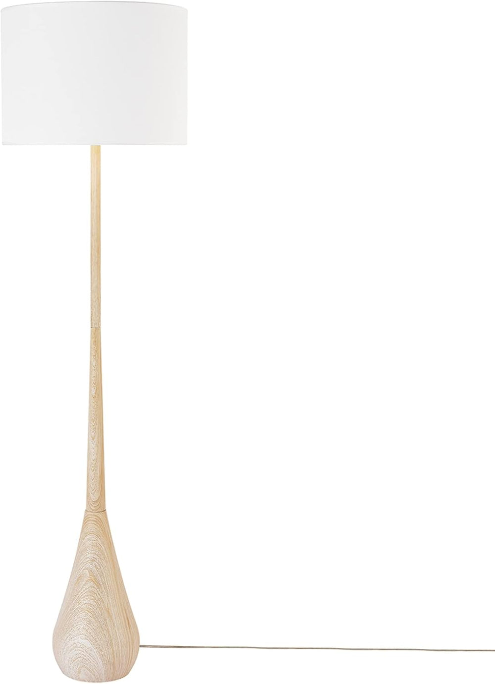 Globe Electric 65" Floor Lamp, Wood-Toned Finish, White Cotton Shade, Ja...