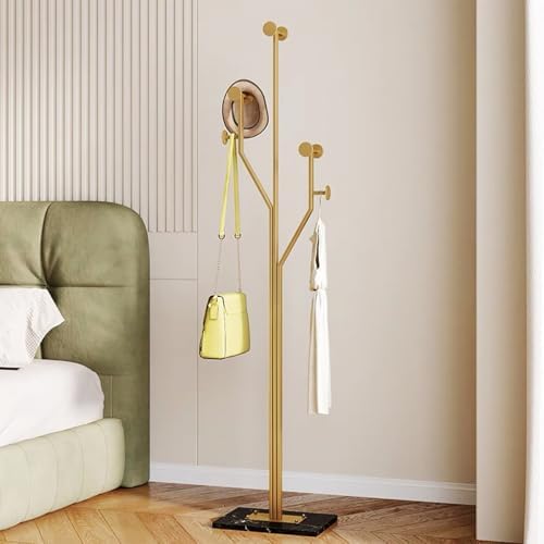 Gold Coat rack,Sturdy coat tree freestanding heavy duty with Marble Base,Meta...