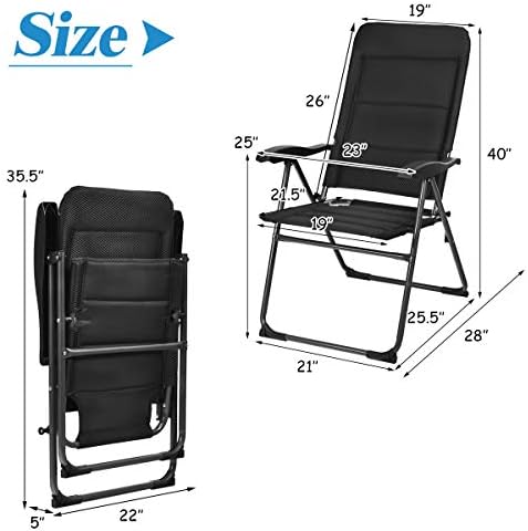 GIANTEX Set of 4 Patio Chairs, Folding Chairs with Adjustable Backrest, Outdo...