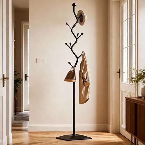 8-Hook Metal 68.8in Freestanding Coat Rack Stand, Coat Tree