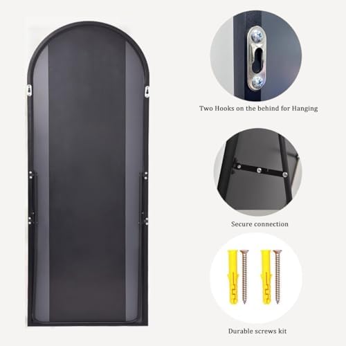 Dewfig Arched Full Length Mirror, 76"x34" Large Floor Mirror, Black