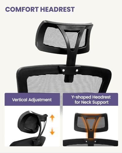 NEO CHAIR Office Desk Chair with Ergonomic High Back Headrest, Mesh Black