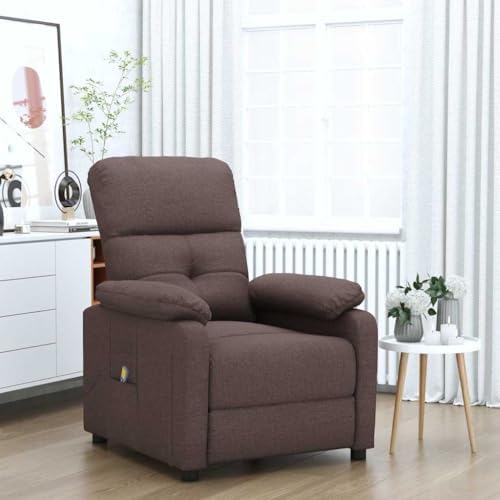 vidaXL Massage Recliner Dark Brown Fabric