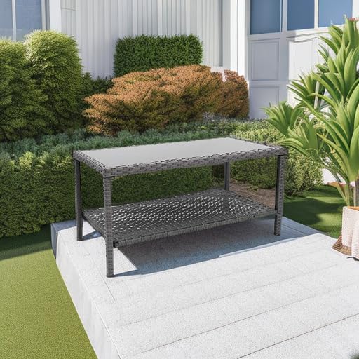 C-Hopetree Small Outdoor Coffee Side End Table for Outside Patio Storage, Gra...