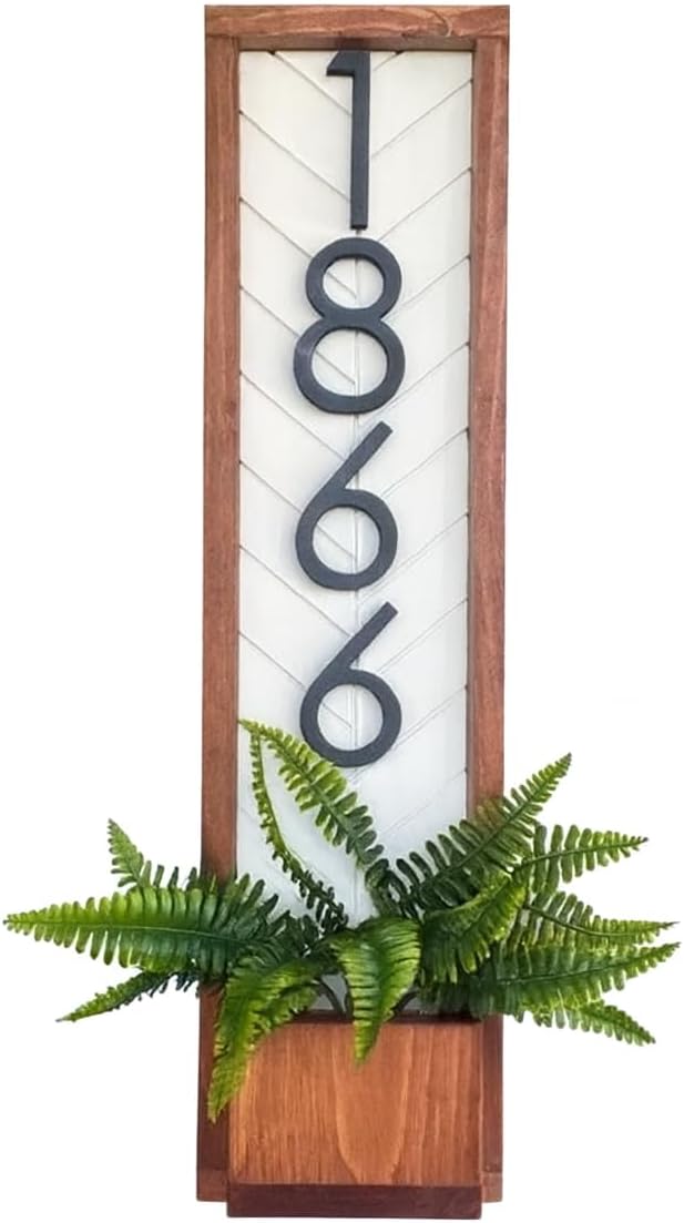 Fairview Vertical Address Sign Planter for your House, Vertical House Numbers...