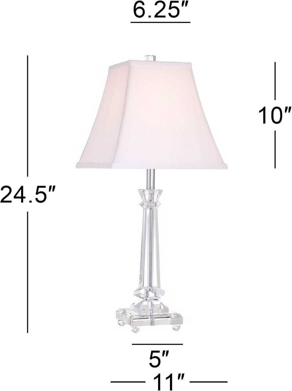 Sannes 25" High Table Lamps Set of 2 Crystal Column Traditional Modern