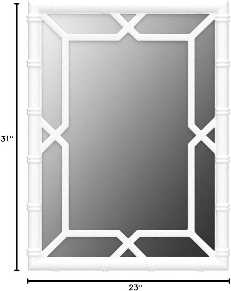 Bamboo-Look Solid Wood Window Pane Mirror 23" X 31" - White