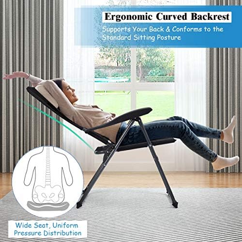 GIANTEX Set of 4 Patio Chairs, Folding Chairs with Adjustable Backrest, Outdo...