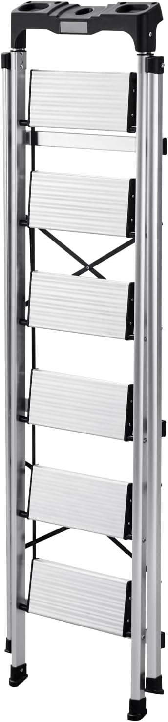 VEVOR 6 Step Ladder, Folding Step Stool with Wide Anti-Slip Pedal and Comfort...