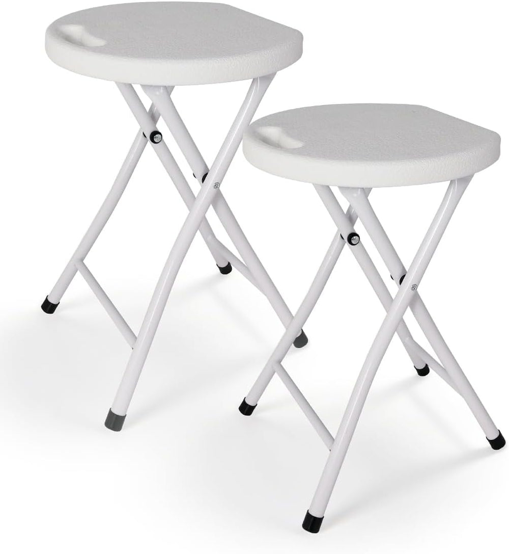 18 Inch Folding Stool with Handle, 2Pcs White