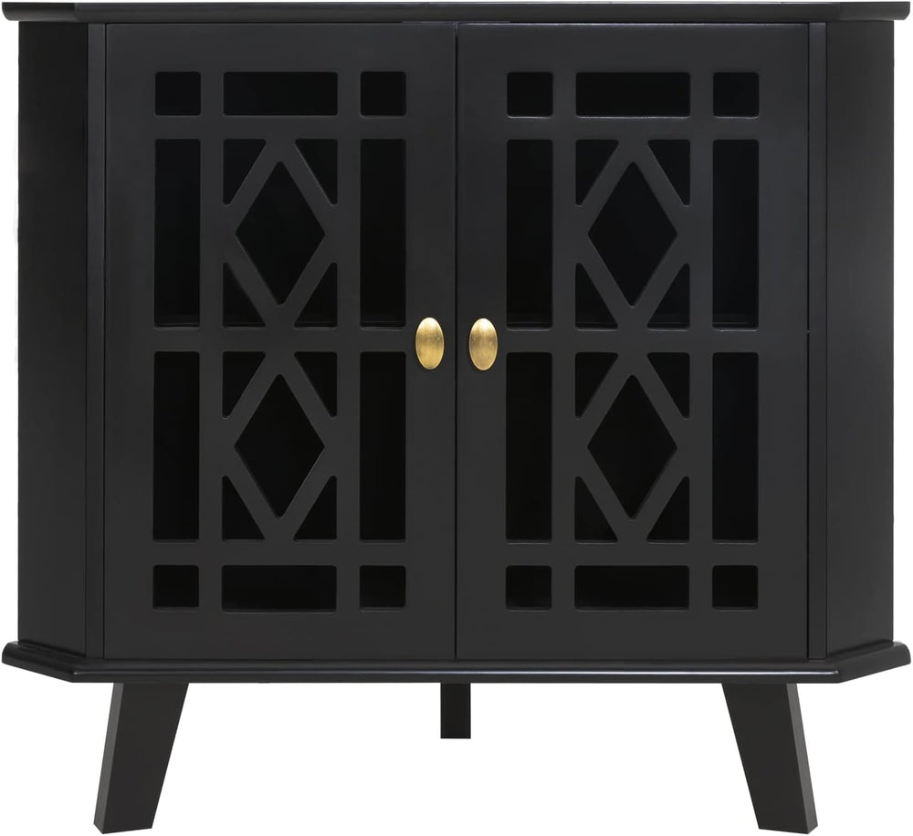 Corner Storage Cabinet with Doors, 32'' Corner Table for Small Space,...