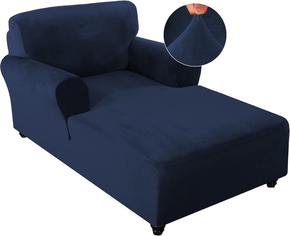 FantasDecor Velvet Chaise Lounge Cover Stretch Double Arm Chair Slipcover for...