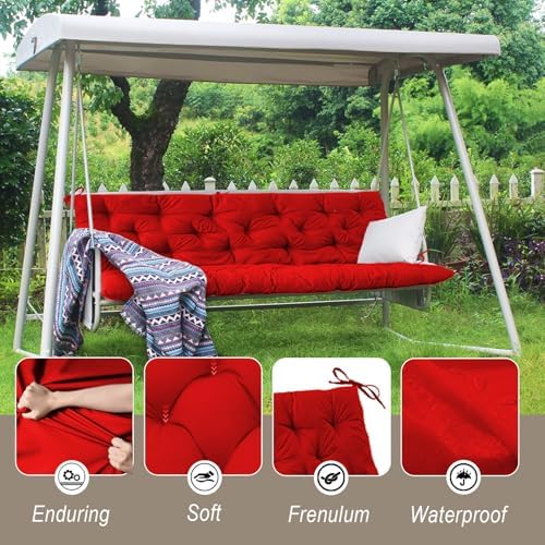 Outdoor Swing Cushions Waterproof, Red, 40×63in
