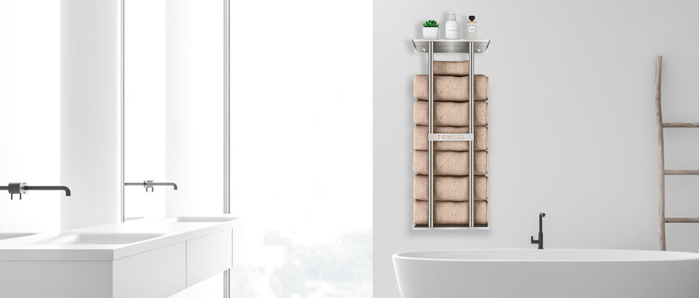 STWWO Bathroom Towel Storage for Bathroom, Wall Towel Rack for Rolled Towels,...