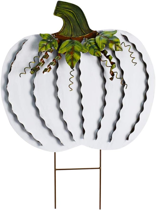 E-view Metal Pumpkin Garden Stakes Fall Decor Autumn Decorative Yard Signs