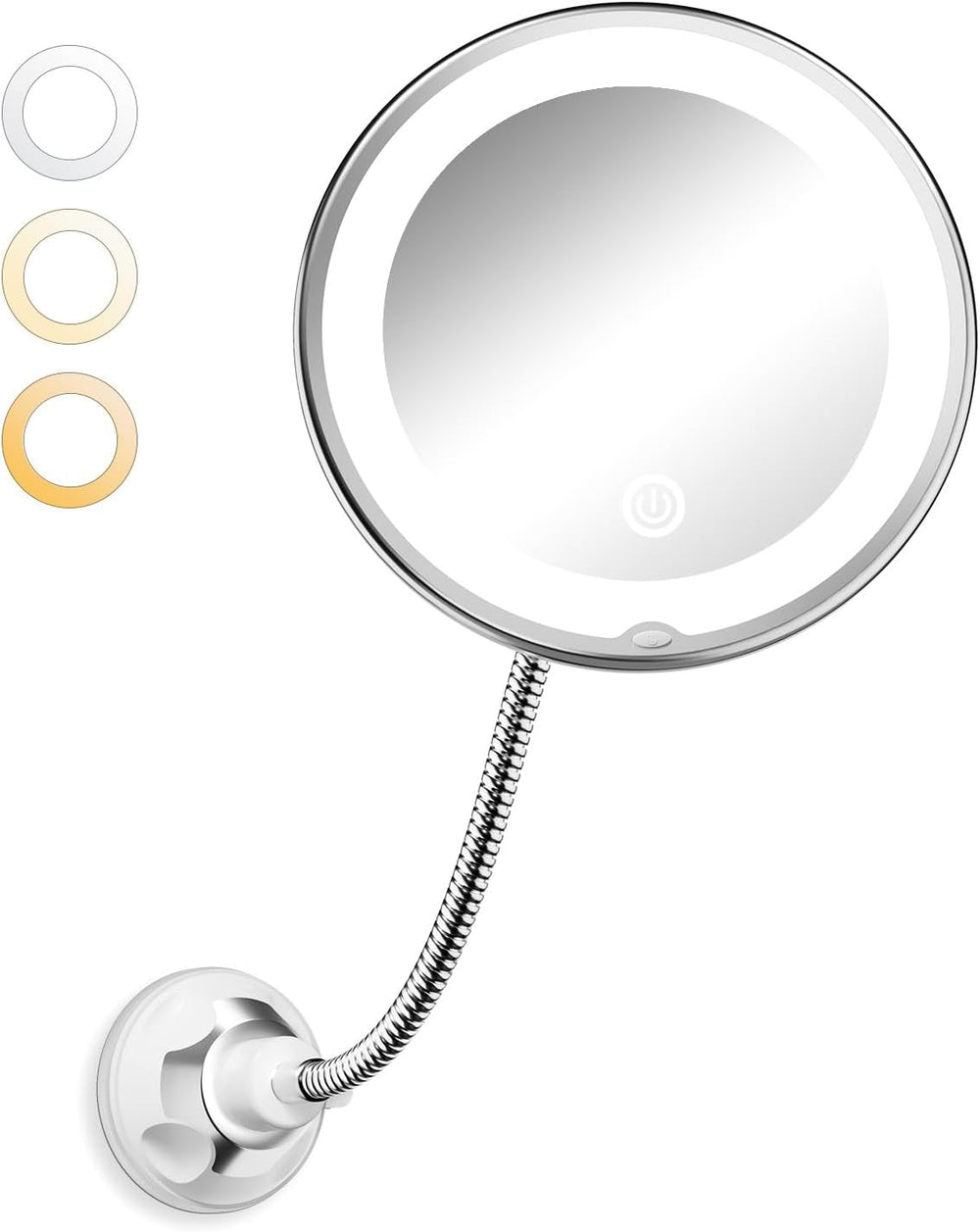 10x Magnifying Mirror with Light,Gooseneck Travel Make up Mirror 3 Lighting