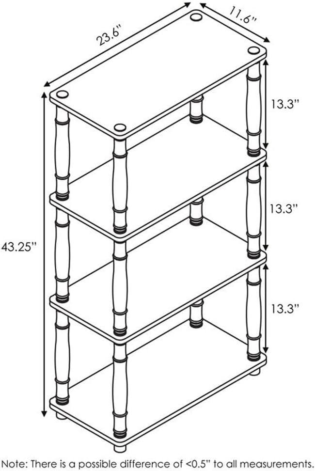 Furinno Turn-N-Tube 4-Tier Multipurpose Shelf Display Rack, Classic Tubes, Da...