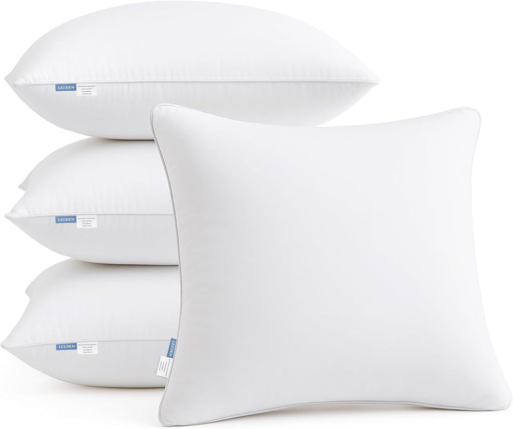 Leeden 18x18 Throw Pillow Inserts Set of 4-100% Cotton Cover