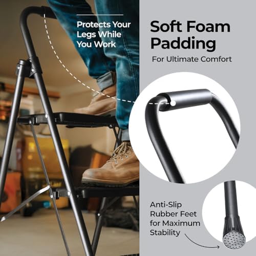 Step Ladder Folding Stool with Wide Anti-Slip Pedal