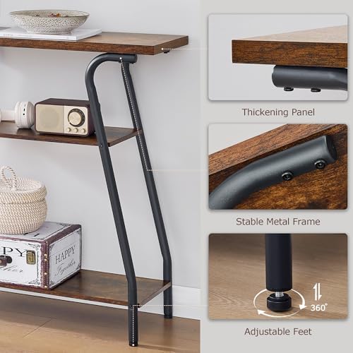 FAVOOSTY Console Table for Entryway, 3 Tier Narrow Entryway Table Open Shelve...