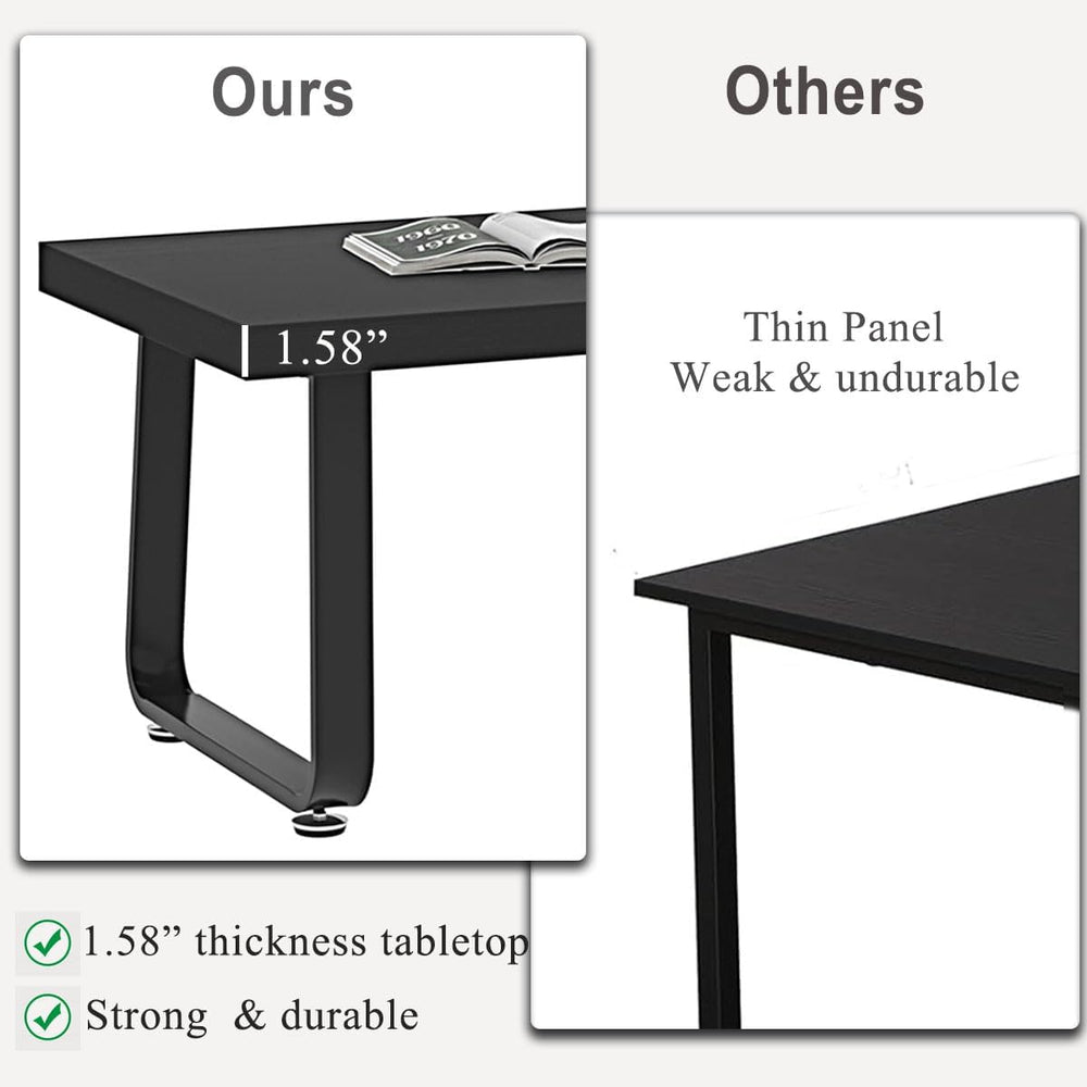 HSH 39" Wood Rectangle Coffee Table for Living Room, Black Oak