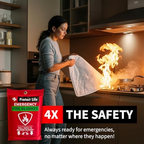 Protect Life Saving Emergency Fire Blankets 4 Pack - 40"x40", Fire ...