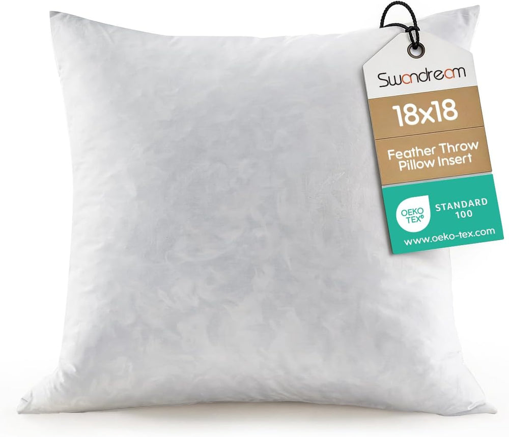 18x18 Feather Throw Pillow Insert, Decorative Pillow Insert for Covers, Fulle...