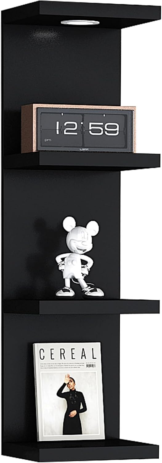 LitaEther Versatile 4 Tier Wall Shelf Unit,Black Lack Wall Shelf,Display Floa...