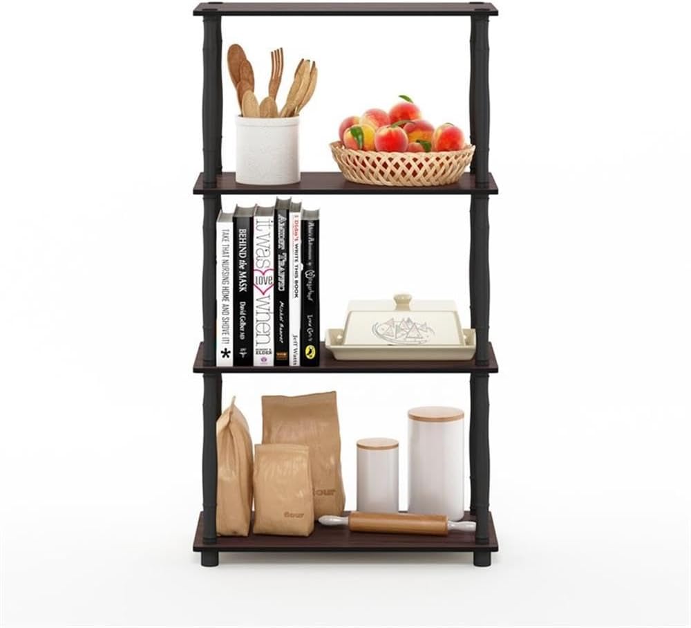 Furinno Turn-N-Tube 4-Tier Multipurpose Shelf Display Rack, Classic Tubes, Da...