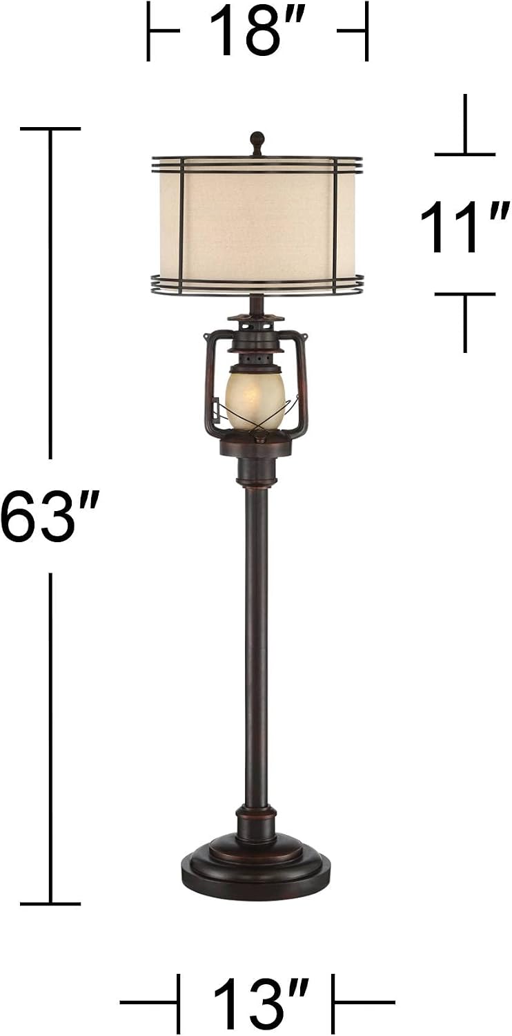 Regency Hill Henson 63" Tall Rustic Lantern Floor Lamp with Night Light
