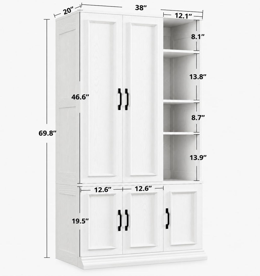 LIKIMIO Armoire Wardrobe Closet 70" H, 5 Doors for Bedroom, White