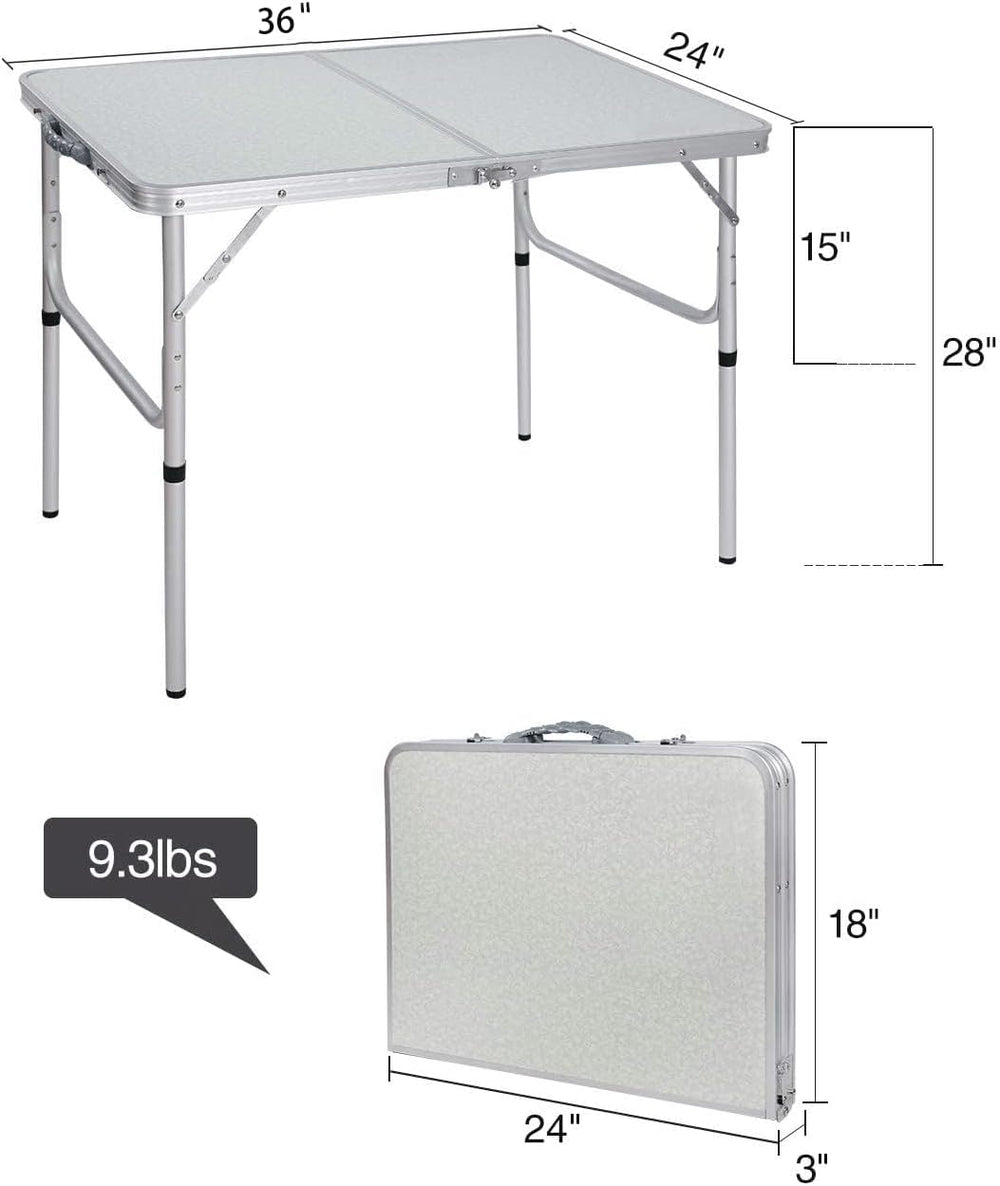 REDCAMP Aluminum Camping Table 3 Foot, Portable Folding Table