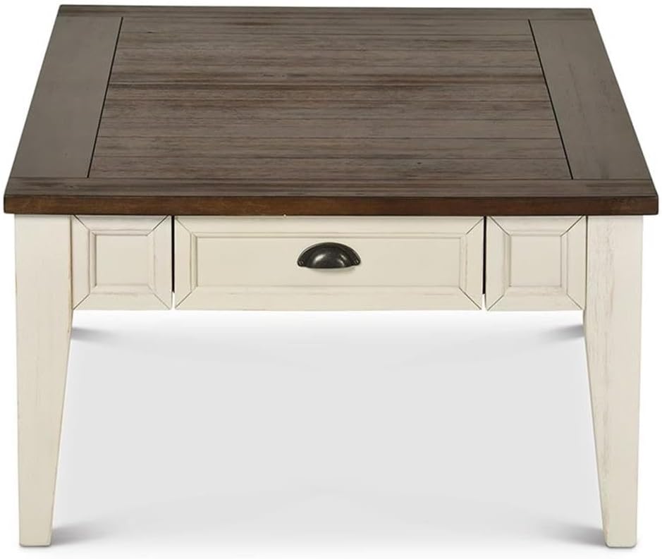 Steve Silver Cayla Storage Coffee Table in Dark Oak and White
