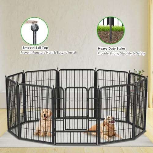 Garden Fence with Gate Metal Fencing Outdoor for Yard, 32in x60ft 26 Panels O...