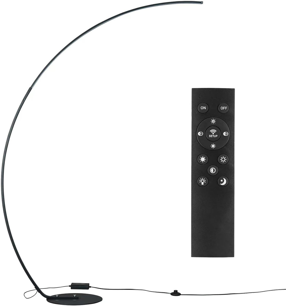 NUÜR 67" Black and Gold Arc Floor Lamp, Modern LED Standing Lamp