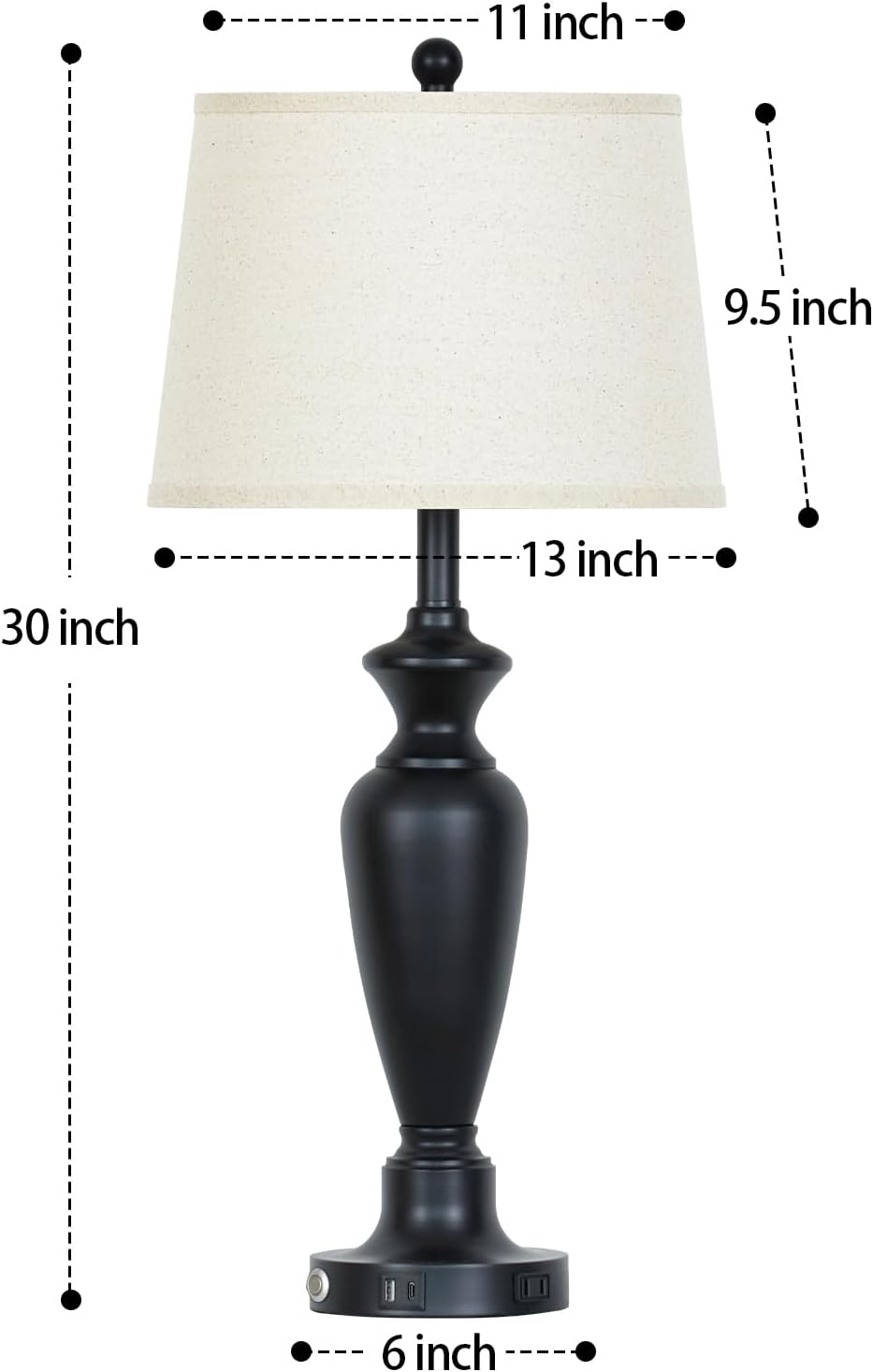 Cinyirong 30" Tall Table Lamps Set of 2, Touch Control Bedside Lamp with...