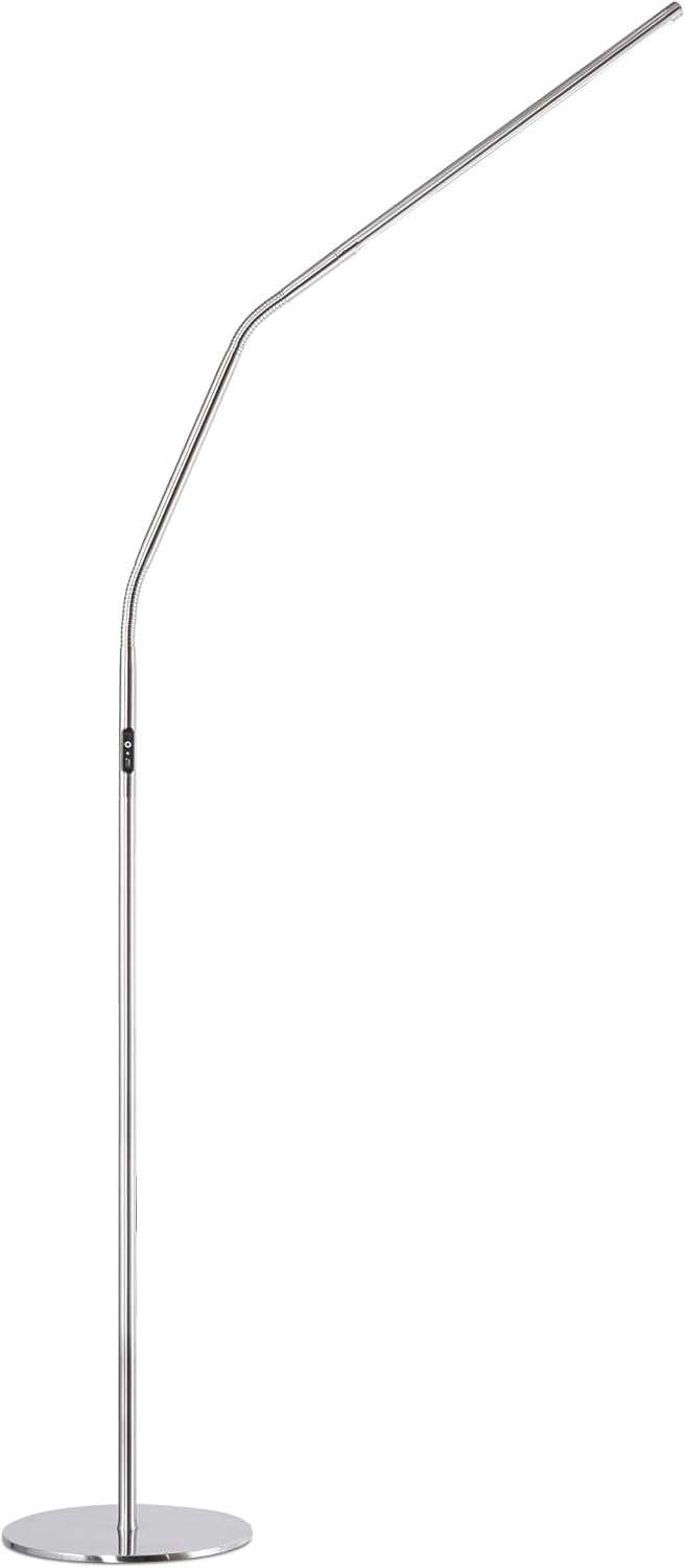 daylight Slimline 4 LED Floor Lamp, 6000K, Flexible Design, Brushed Steel