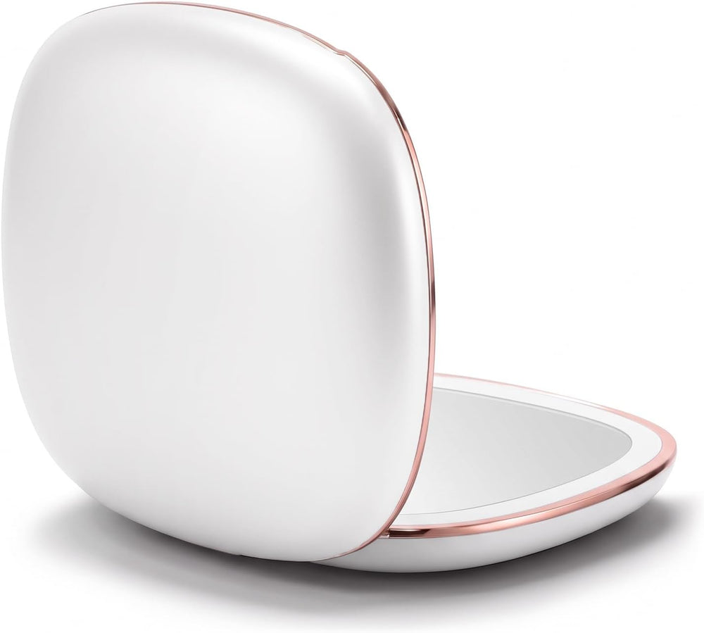 FRANO Compact Mirror with Light, 10x/1x Magnifying, 3Color Dimmable, White