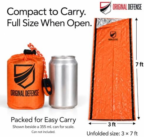 Original Defense® Emergency Sleeping Bag – Waterproof Bivvy Sack & Surviv...