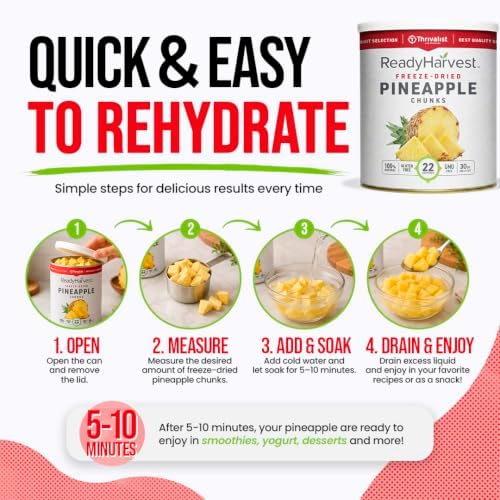 Ready Harvest Freeze-Dried Pineapple Chunks, #10 Can