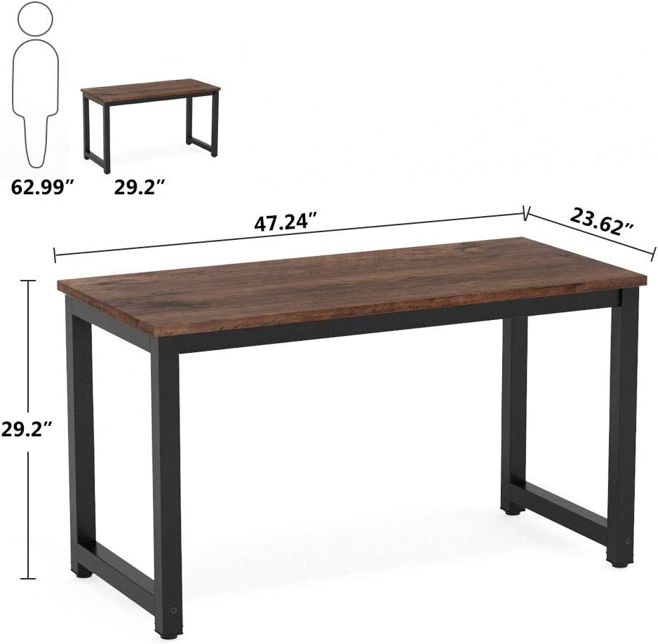 Tribesigns Modern Simple Computer Desk, 47 inch Vintage Office Desk Computer ...