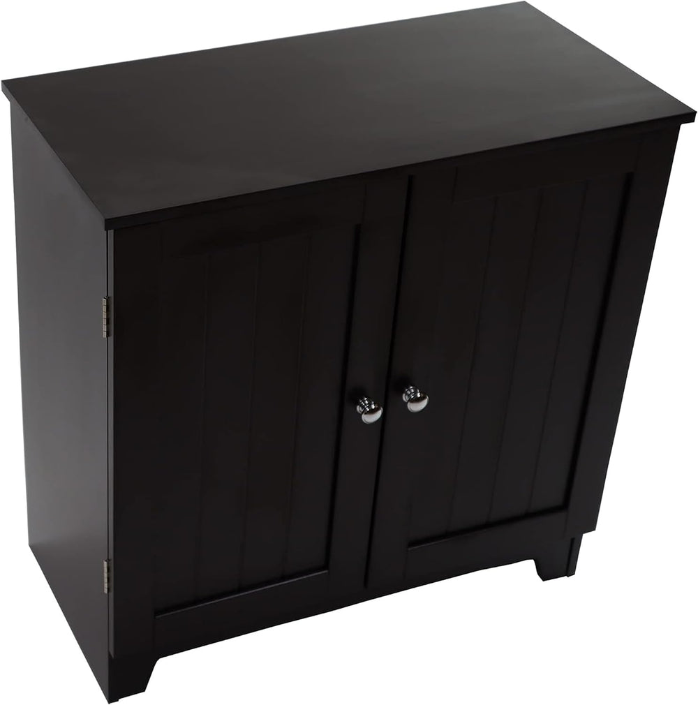 Redmon Contemporary Country Double Door Linen Storage Cabinet, Espresso