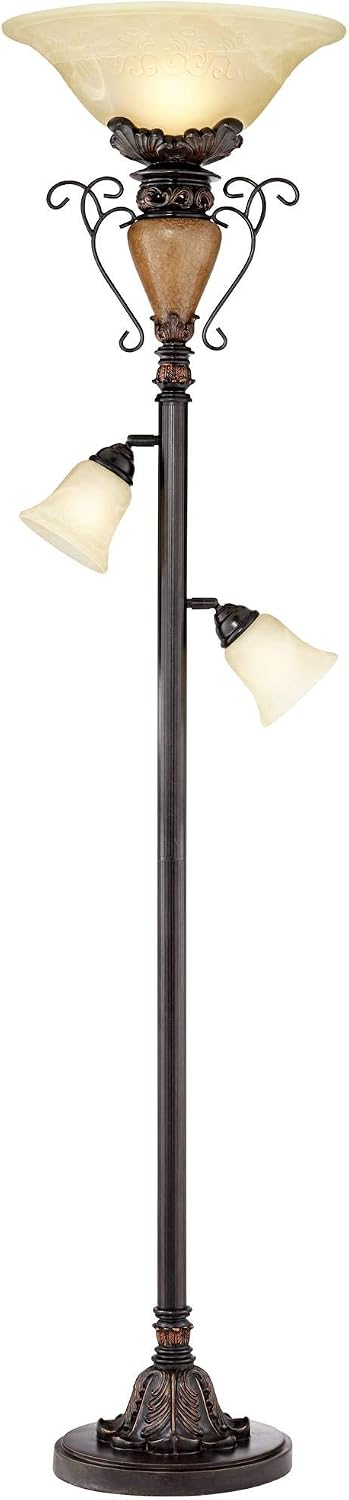 Ludo 72" Tall Bronze Crackle Tree Torchiere Floor Lamp Living Room