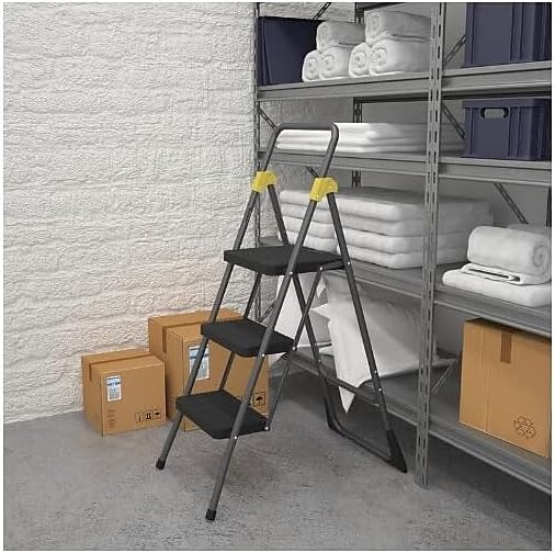 Cosco 11839GGO Commercial 3-Step Folding Stool, 300lb Cap, 20 1/2w x 32 5/8d ...