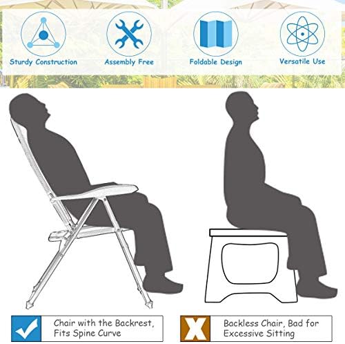 GIANTEX Set of 4 Patio Chairs, Folding Chairs with Adjustable Backrest, Outdo...