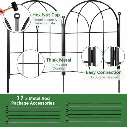 Decorative Garden Fence,10.5 ftx 15.66"H Rustproof No Dig Flower Bed Border