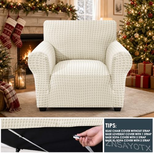 ZNSAYOTX 1 Piece Stretch Chair Slipcover with Arms (34"-44") New-Ho...