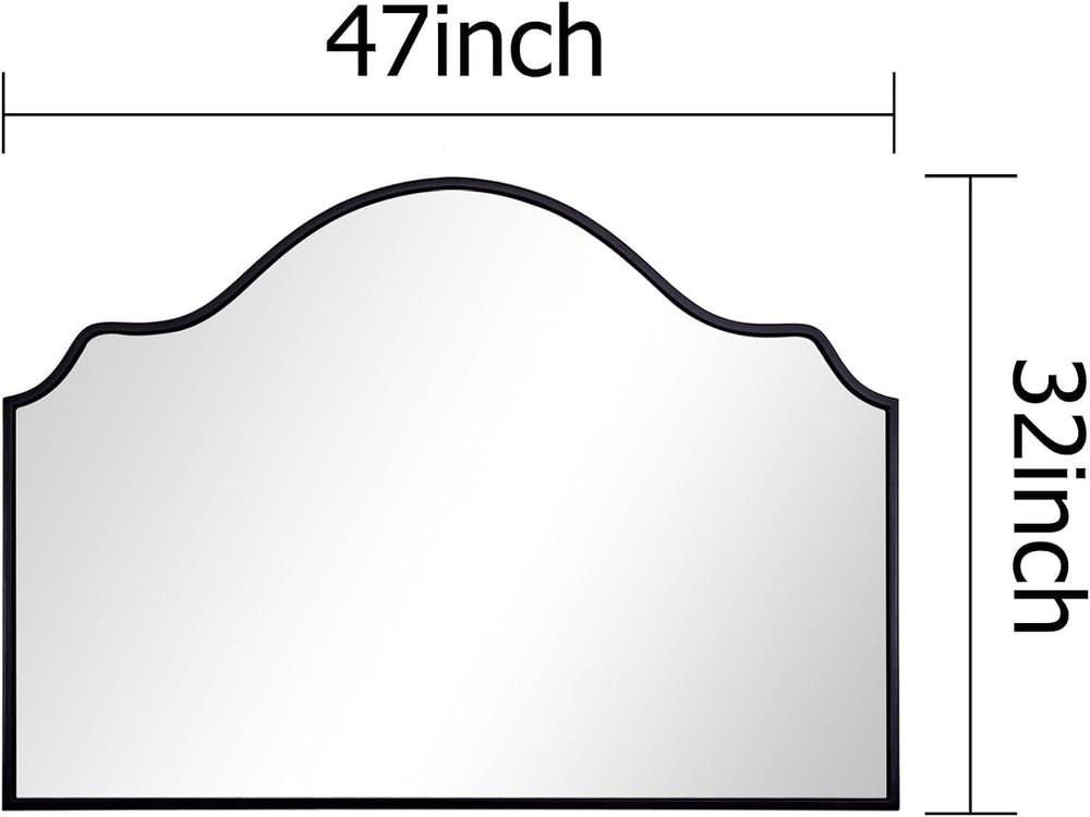 Chende Wide Arched Mirror, Large Black Scalloped Mirrors 47'' x 32